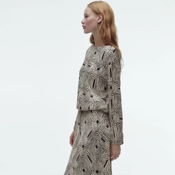 Zara Geometric Skirt and Blouse Two Piece - Picture 2 of 13